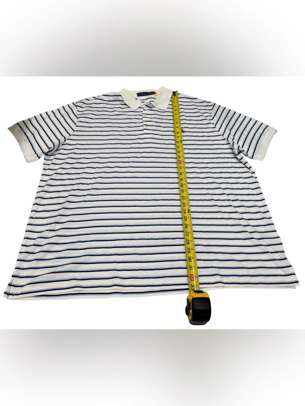 Polo Ralph Lauren Men’s White/Navy Classic 100 Cotton Striped Polo Size 3XB NWT
